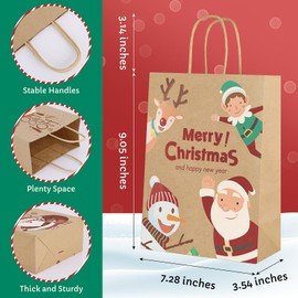 Gift Bags Medium Size with Handles - Holiday Decorations, Gift Bags Assortment with 12 Designs for Presents, Shopping and Parties - Bags Kraft Paper 12 Pack