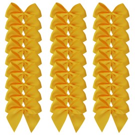 Micomon 50pcs 1.6-Inch Mini Bows for Crafts Yellow Satin Ribbon Bows Gift Appliques Craft for Christmas Decoration(Yellow)