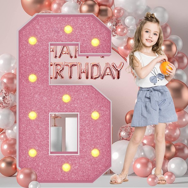 Ruxion 4FT Pink Marquee Light Up Numbers 6 - Large