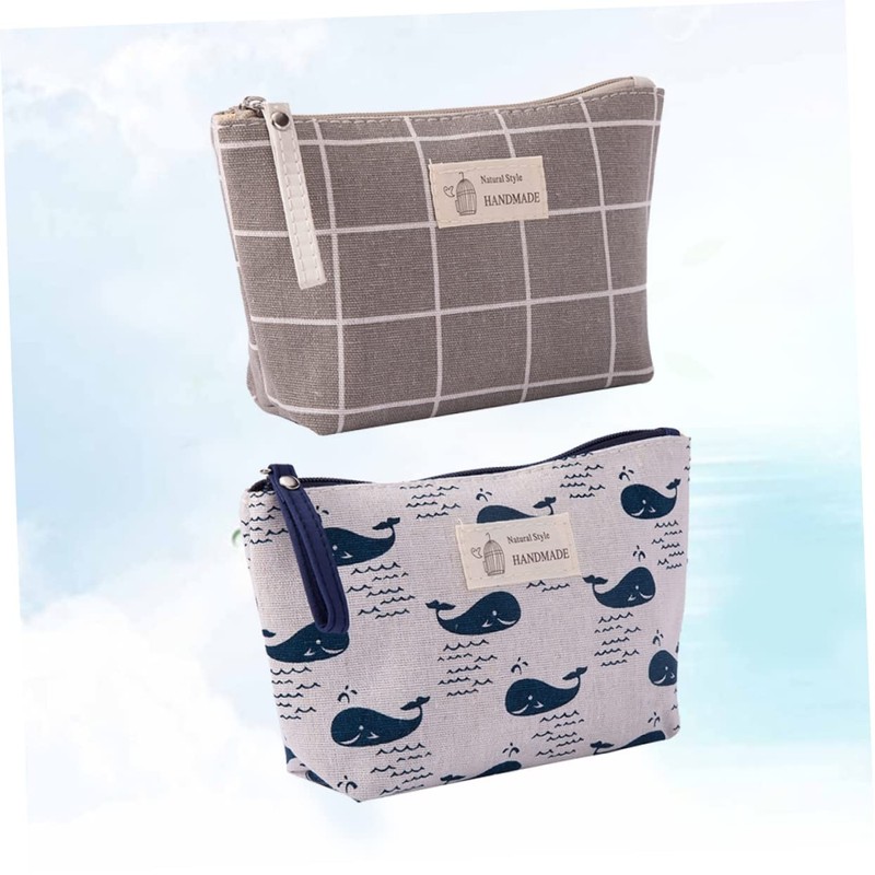 IWOWHERO 2pcs Canvas Makeup Bags Multi Function Toiletries Holders with