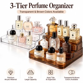 Transparent Cosmetic Organizer for Perfume & Makeup Storage – Sturdy Plastic Display Rack for Bathroom and Kitchen Countertops