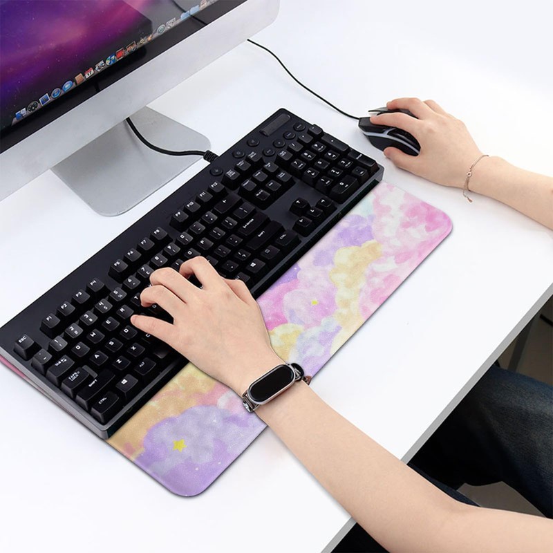 Ergonomic Keyboard Wrist Rest with Cute Cloud Print Adjustable Riser