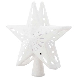 Bakaji Luminous Star Topper with Reflective Snowflakes on Ceiling Height 26 cm Decoration Christmas Tree Topper Christmas Decoration with Glitter (White)