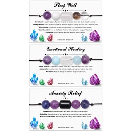 Bolianilo Anxiety Bracelet Set, Anxiety Relief Crystal Bracelet for Women Meditation Emotional Healing Bracelets,Natural Stone Bracelet Jewelry Gifts