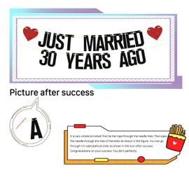 Just Married 30 Years Ago Banner, 30th Wedding Anniversary Party Banner Decorations, We Still Do 30th Banner, 30 Years Blessed & Loved Decorations Supplies Black Red Glitter