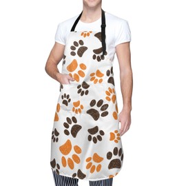 Fenmshairy Cats Paws Animal Bib Apron with 2 Pockets, Adjustable Waterproof Chef Apron for Adult Kitchen Cooking Baking BBQ