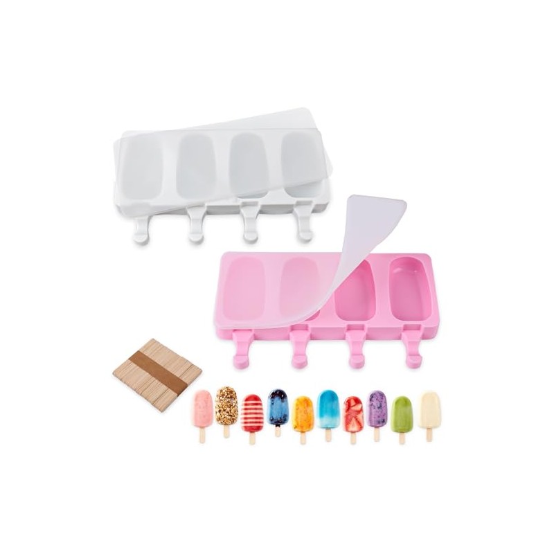 Moldes para Helados 2 Piezas, 4 Cavidades Cada Uno, Silicona