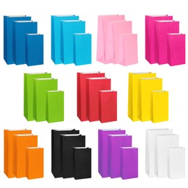 KEYYOOMY 72 Pcs Small Rainbow Paper Bags 3 Assorted Sizes Goodie Bags Small Rainbow Party Favor Bag Paper Lunch Bag (72 CT, 3 Sizes)