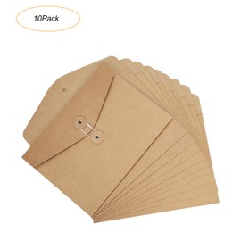 10Pack A5 Envelope Files Folder Paper Wallet Folder Files Receipts Organiser Documents Folder Paper Files Bag with String Projects Pockets Storage Pouch Sleeves for Office School Home