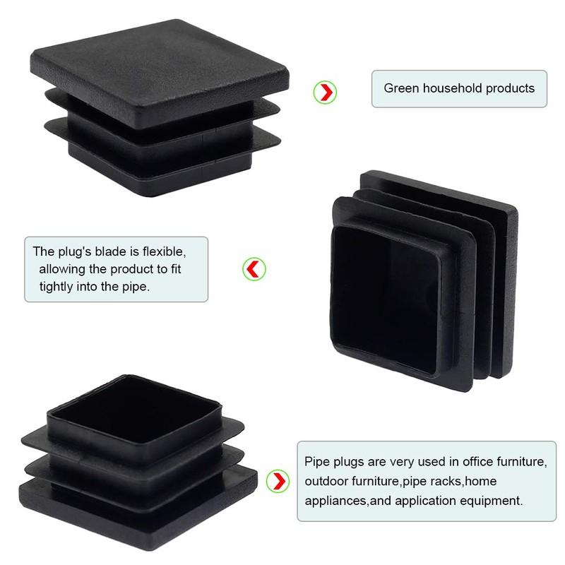 Suiwotin 24-Pack 50mm (2 Inch) Square Plastic Plug, Tubing End