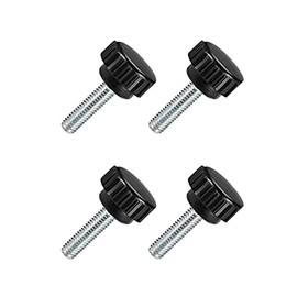 TA-VIGOR 4 Pcs M6 x 20mm Male Thread Knurled Clamp Knobs Carbon Steel Handle Screw 20mm Diameter Thumb Screw with Thermoset Plastic Knobs