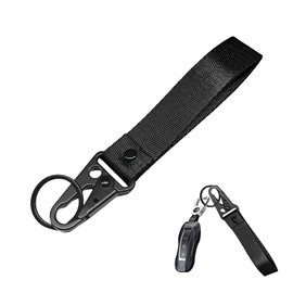 Wevdn Car Key Chain, Fabric Metal Practical Multifunctional Motorcycle Keychain, Anti-Lost Keychain with O-Ring for Men Women (Black)