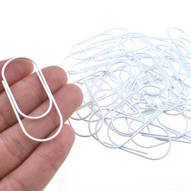 HAHIYO Paper Clips 2 inches (50mm) Length White Wide Paperclips Vinyl Coated Prevent Scratching Tearing The Pages Sturdy for Bookmark Organize Home Office School 30 Pack