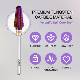 PANA 3/32" Purple Tornado Carbide Nail Drill Bit for Acrylics, Nail Extension, Gel Polish Removal Nail Salon Manicure Pedicure Electric File Tools (Medium - M)