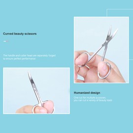 Sonew Eyebrow Scissors, Nose Hair Scissors, Eyebrow Scissors with Fine Tip, Stainless Steel Beauty Scissors with Curved Mouth, for False Eyelashes
