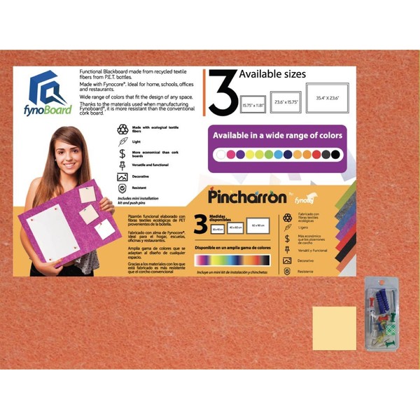 Bulletin Wall/Notice/Message Board 15.75 x 23.6 (Light Orange)