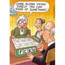 Humorous Birthday Card (PLK6819) - Vicar Playing Scrabble