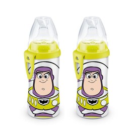 NUK Buzz Lightyear - Taza activa, 10 onzas, 2 unidades, sin BPA, a prueba de derrames