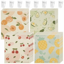 YMKWZ 16Pcs Kitchen Dishcloths Absorbent Dish Cleaning Towels Washable Reusable Dish Cloths Non-Scratch Dishcloths Multipurpose Dish Towels with 4 Clips for Kitchen Bathroom 17x19x0.2 cm