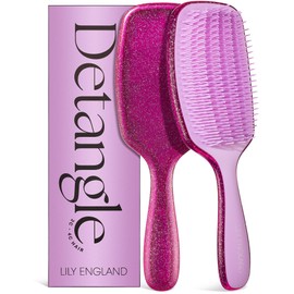 Lily England Curly Hair Brush for Detangling & Styling - Pain-Free Curl Brush for Wet & Dry Hair With Flexible Bristles - Easy to Hold Hair Brush for Curly Hair Women 3c to 4c Hair, Purple Glitter