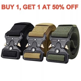 custom-sign MENs Casual Military Tactical Army Adjustable Quick Release Belt Pants Waistband - Khaki