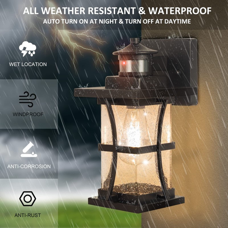 2 Packs Motion Sensor Outdoor Wall Lights - Upgrade Dusk