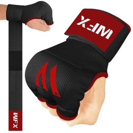 WFX Kids Junior Boxing Hand Wraps Inner Gloves Gel Padded Protection Gloves Pair Combat Sports for Young Fighters (Black/Red, Kids/Junior)