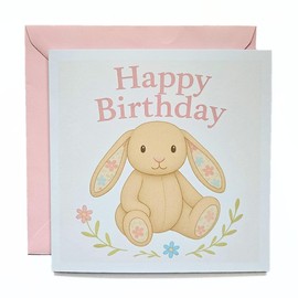 Jellycat Blossom Bunny Inspired Birthday Card - with Envelope