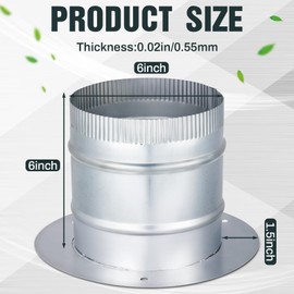 Hicarer Round Ducting Take Off Collar Galvanized Steel Metal Pipe Reducer Air Duct Adapter Connector for Grow Tent Bathroom Kitchen Ventilation Systems(1 Pcs,6 Inch)