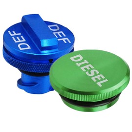 Unifizz Diesel Fuel Cap for Dodge Ram, Aluminum Factory Combo Pack - Magnetic Diesel Fuel Cap & DEF Cap for RAM 1500 2500 3500 Trucks (2013-2019)