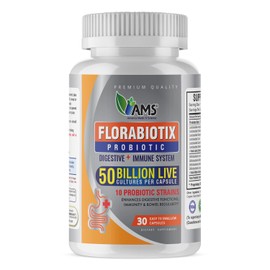 America Medic & Science Florabiotix Probiotic (30 Capsules) | Dietary Supplement for Men and Women| 50 Billion Live Cultures | 10 Probiotic Strains | Supports Digestive and Immune Health