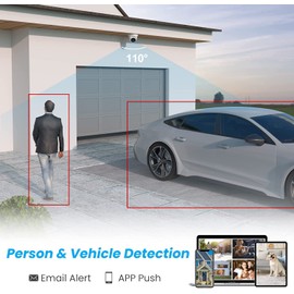 Anpviz 8MP PoE IP Camera Outdoor with People/Car Detection, 20 Metre Colour & 30 Metre IR Night Vision, Outdoor Surveillance Camera with Floodlight, Built-in Microphone, IP66 Waterproof (U Series)