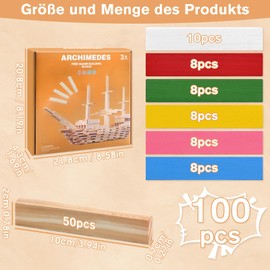 FEMBW Craft Wood Blocks, Pack of 100 Wooden Strips for Crafts and Colourful Wooden Sticks, Wooden Building Blocks 100 x 20 x 7 mm Wooden Blocks, Craft Blocks Wooden for DIY Craft Wood Crafts