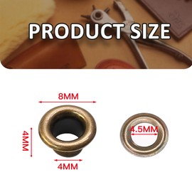 Litoexpe 4MM Grommets Eyelets 200 Pcs, Self Backing Eyelets for Bead Cores, Clothes, Leather, Canvas (Antique Brass)