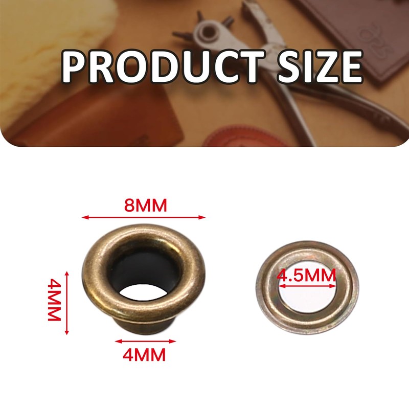 Litoexpe 4MM Grommets Eyelets 200 Pcs, Self Backing Eyelets for