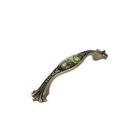 Wealrit 2 Pcs European Antique Drawer Pulls Bronze Arch Cabinet Pulls with Stained Glass Pattern Vintage Metal Dresser Handles Decorative Furniture Pulls 96mm Hole Center