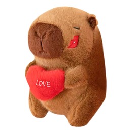 Capybara Cuddly Toy Large 25 cm Capybara Plush Toy with Heart Cute Water Pig Cuddly Toy Stuffed Toy Capybara Plushie Dolls Toy Gift Water Pig Plush Toy Valentine's Day Birthday