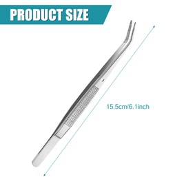Multipurpose Stainless Steel Tweezers,1 Pcs Stainless Steel Tweezers Universal Bent Tip Tweezers with Curved Pointed Serrated Tip,Sewing Machine Tweezers for Cooking, Grilling, Baking
