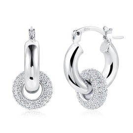 ALEXCRAFT Cubic Zirconia Earrings Hanging Hoop Earrings with Pendant Gift for Women Girlfriend Mum Girls, Brass