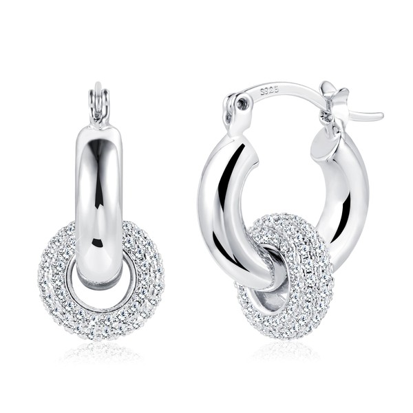 ALEXCRAFT Cubic Zirconia Earrings Hanging Hoop Earrings with Pendant Gift