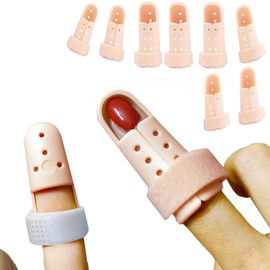 Reppkyh 8 Pcs Protective Finger Sleeves Breathable Finger + 2pcs Gel Finger Sleeve Supporter for Sports Protection Rehab