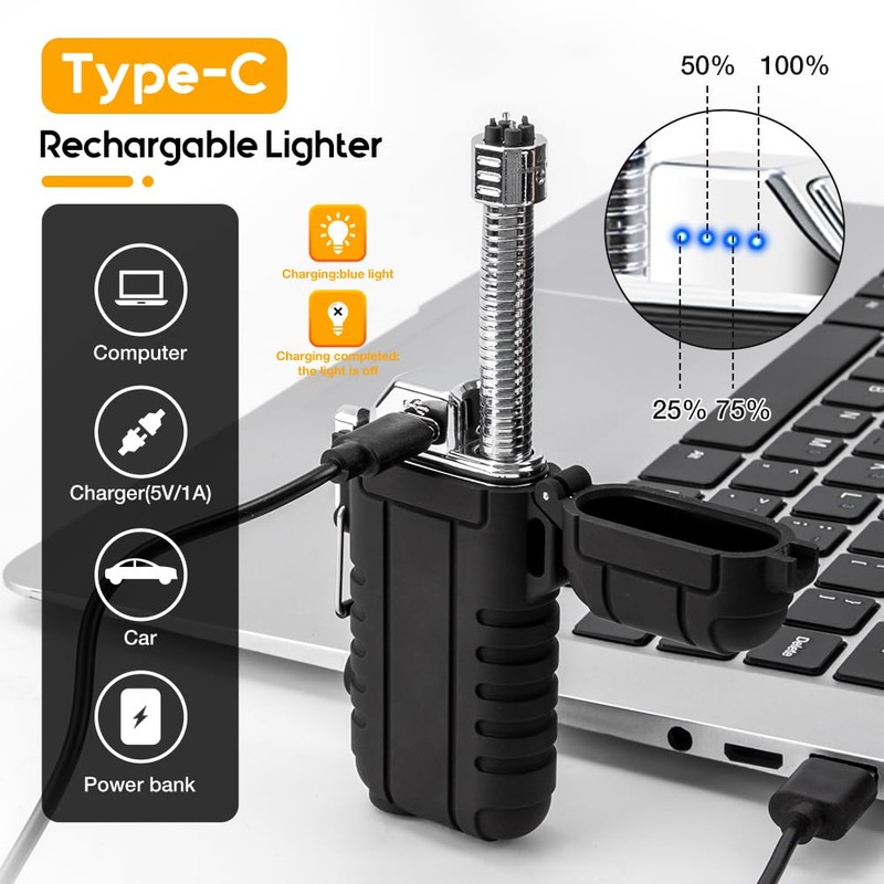 LcFun Electric Dual Arc Lighter USB Rechargeable, Windproof Plasma Lighters