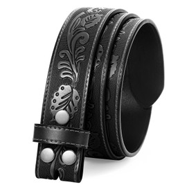 JASGOOD Western Leather Belt Strap for Men without Buckle Engraved Embossed Cowboy Leather Belt Strap 1.5 inch Wide