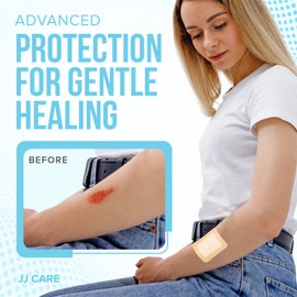 JJ CARE Silicone Foam Dressing 3x3 [Pack of 10], Silicone Bandages for Wounds, Waterproof Wound Dressing with Adhesive Border, Absorbent Bed Sore Bandages for Wound Care