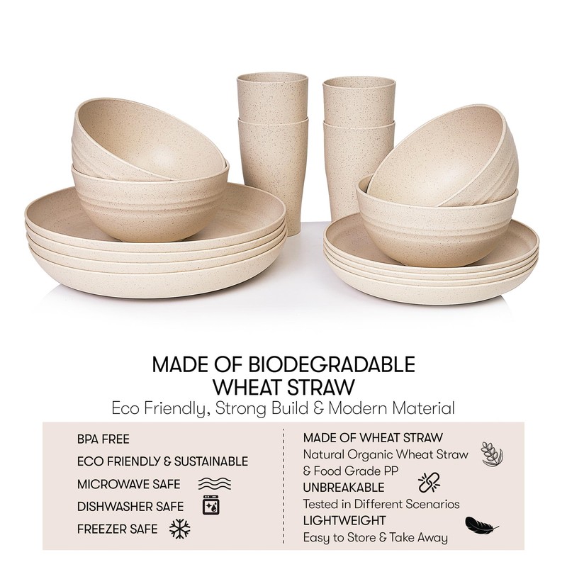 Wheat Straw Dinnerware Sets | Unbreakable Dinnerware Sets | Dishwasher