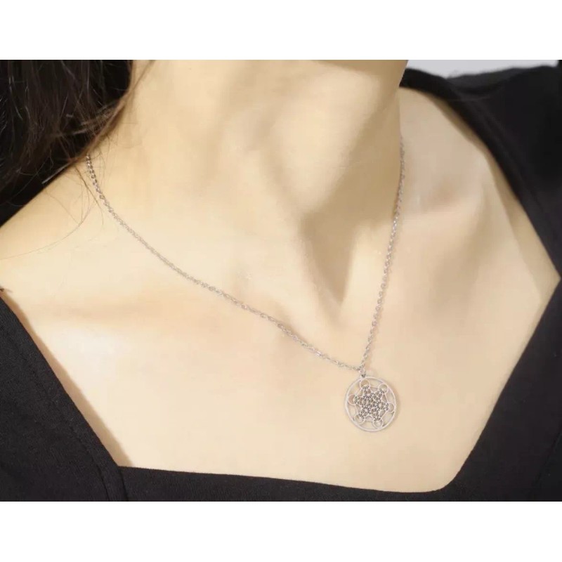 Collar Cubo De Metraton Arcángel Plateado