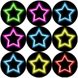 144 Reward Stickers 30mm Neon Stars for Teacher, Parent, Party Bag