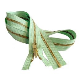 #5 Brass Metal YKK Medium Weight Inside/Outside Reversible Slide Jacket Zipper Separating (1 Zipper) - Tape Color: Nile Green #532W - Choose Your Length (Nile Green #532W, 10" Inches)