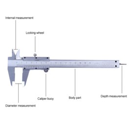 Vernier Caliper with Locking Screw, 150 mm Stainless Steel Vernier Caliper, Analogue Caliper, Precise Measuring Tool for Household, Workshop, Industry and Metal Processing