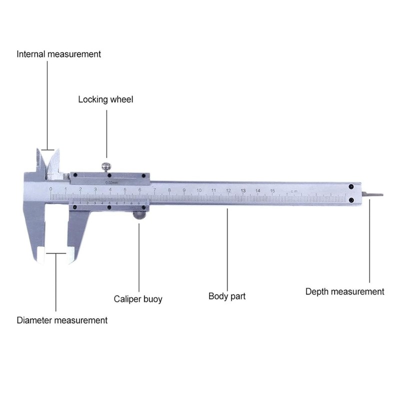 Vernier Caliper with Locking Screw, 150 mm Stainless Steel Vernier